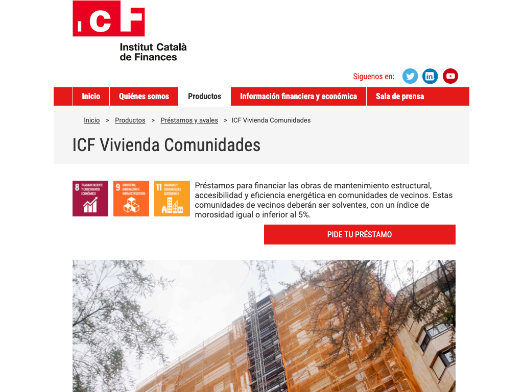 Gestión de ayudas ICF Vivienda Comunidades