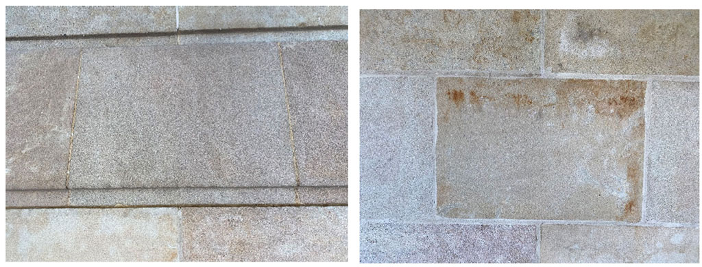 Antes y después de la limpieza de la piedra natural.